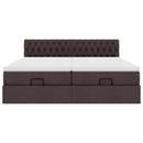 vidaXL Ottomán ágykeret matracokkal Sötétbarna 200x200cm szövet