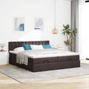 vidaXL Ottomán ágykeret matracokkal Sötétbarna 200x200cm szövet