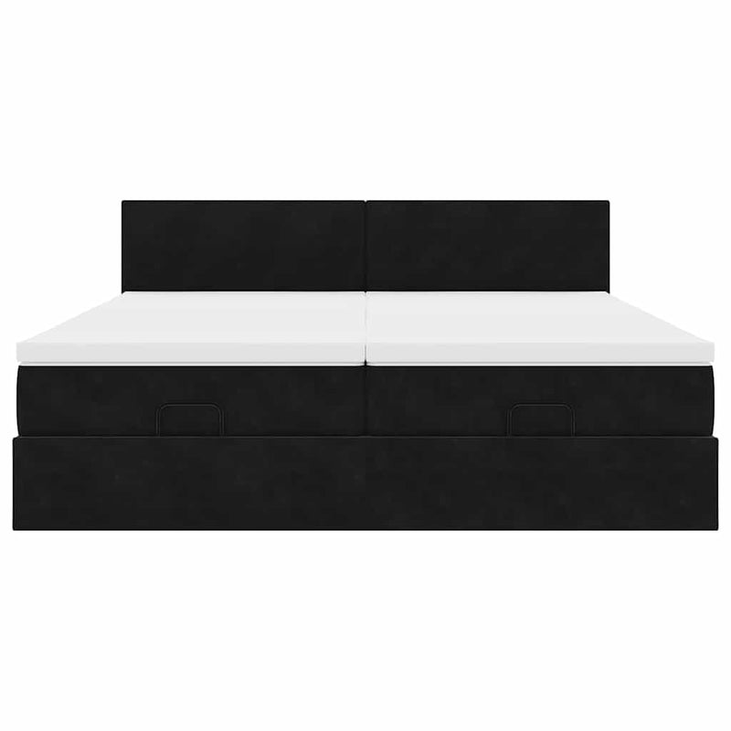 vidaXL Ottomán ágykeret matracokkal fekete 180x200cm bársony