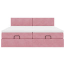vidaXL Ottomán ágykeret matracokkal Rózsaszín 200x200cm bársony