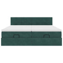 vidaXL Ottomán ágykeret matracokkal sötétzöld 180x200cm bársony