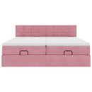 vidaXL Ottomán ágykeret matracokkal Rózsaszín 200x200cm bársony
