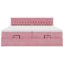 vidaXL Ottomán ágykeret matracokkal Rózsaszín 200x200cm bársony