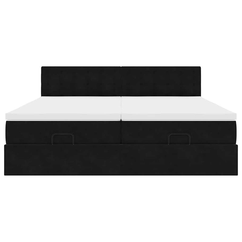 vidaXL Ottomán ágykeret matracokkal fekete 180x200cm bársony