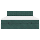 vidaXL Ottomán ágykeret matracokkal sötétzöld 180x200cm bársony