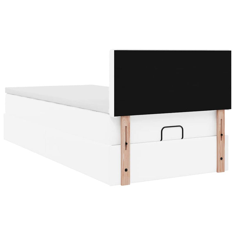 vidaXL Ottomán ágykeret matraccal tiszta fehér 80x200cm műbőrrel