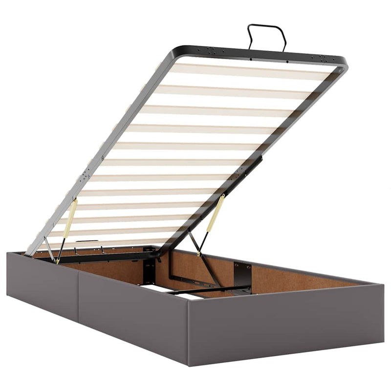 vidaXL Ottomán ágykeret matraccal Szürke 90x200cm műbőrrel