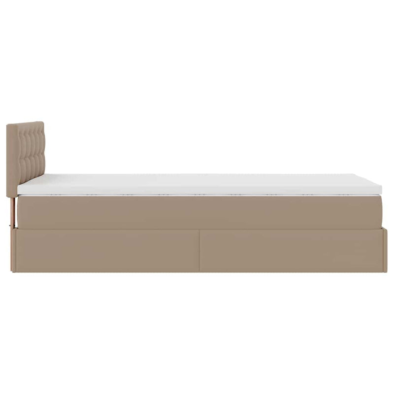 vidaXL Ottomán ágykeret matraccal cappuccino 100x200cm műbőrrel