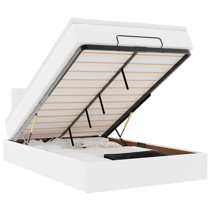 vidaXL tiszta fehér műbőr ottomán ágy matracokkal & LED-ek 120x190 cm