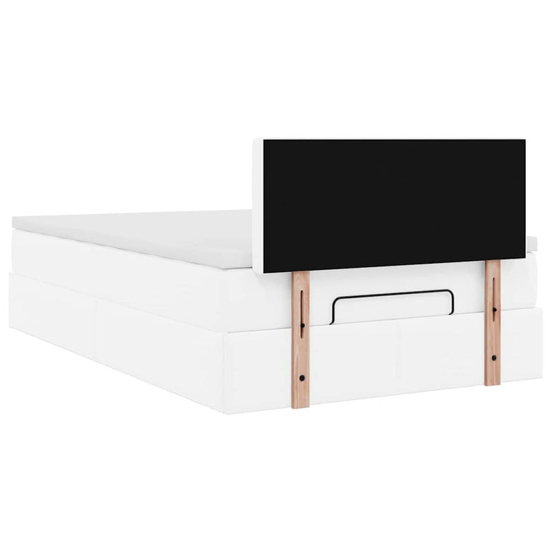 vidaXL tiszta fehér műbőr ottomán ágy matracokkal & LED-ek 120x190 cm