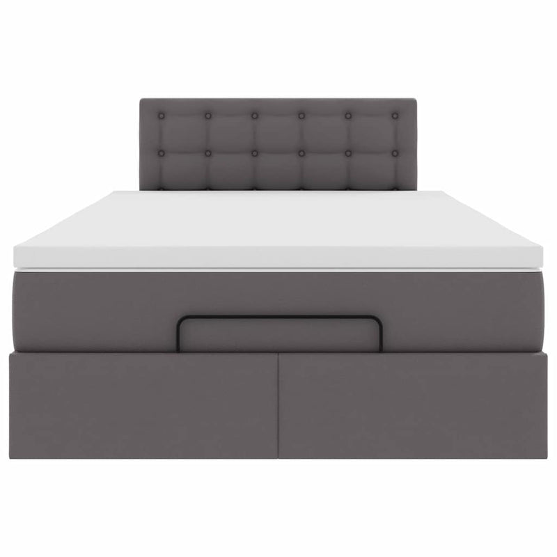 vidaXL szürke műbőr ottomán ágy matracokkal & LED-ek 120x190 cm