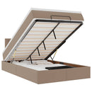 vidaXL cappuccino műbőr ottomán ágy matracokkal & LED-ek 120x190 cm