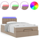 vidaXL cappuccino műbőr ottomán ágy matracokkal & LED-ek 120x190 cm