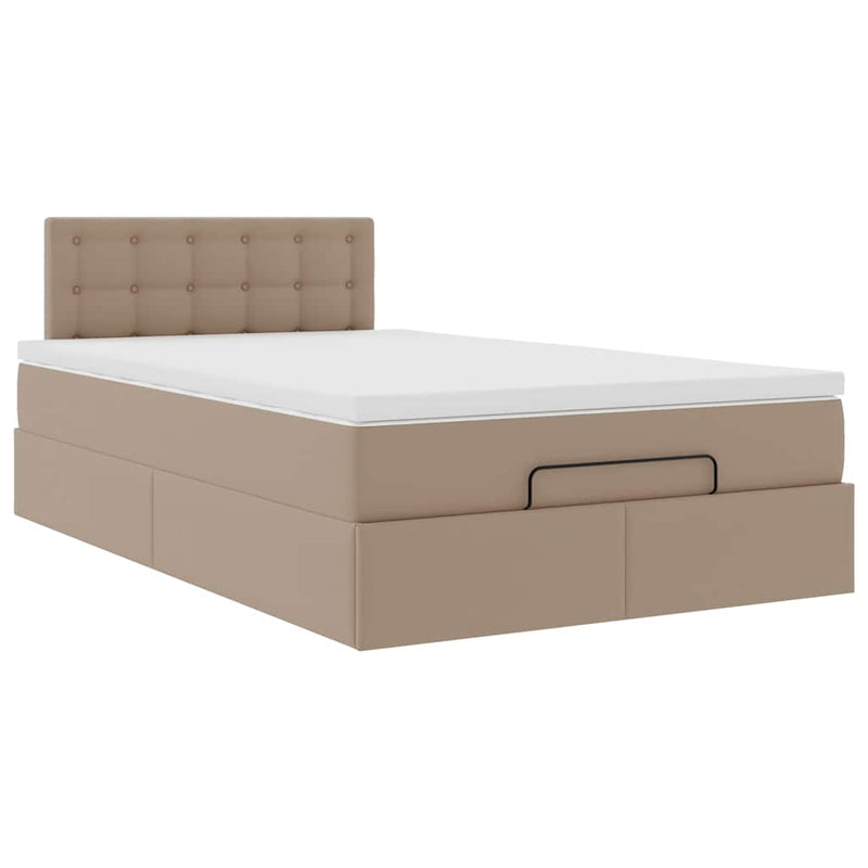 vidaXL cappuccino műbőr ottomán ágy matracokkal & LED-ek 120x190 cm