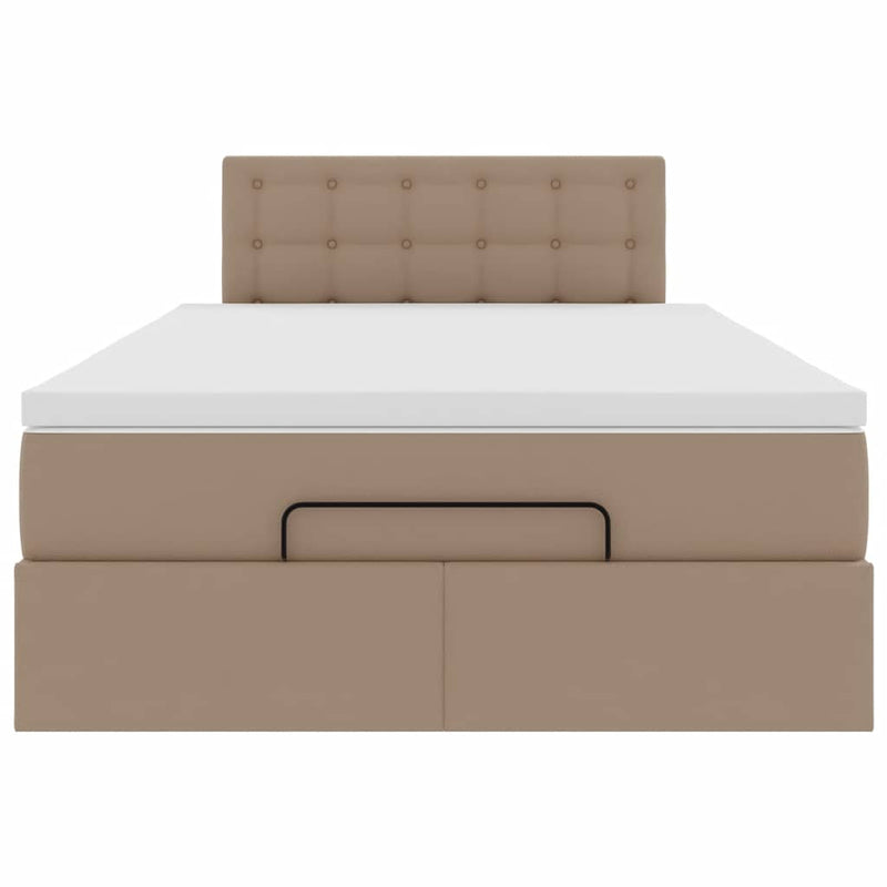 vidaXL cappuccino műbőr ottomán ágy matracokkal & LED-ek 120x190 cm