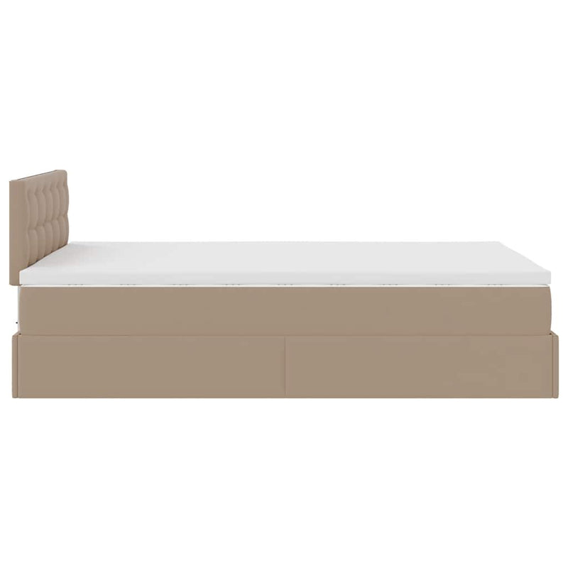 vidaXL cappuccino műbőr ottomán ágy matracokkal & LED-ek 120x190 cm