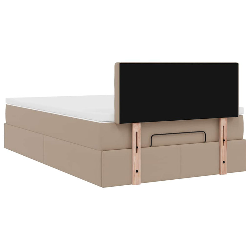vidaXL cappuccino műbőr ottomán ágy matracokkal & LED-ek 120x190 cm