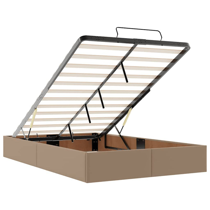 vidaXL cappuccino műbőr ottomán ágy matracokkal & LED-ek 120x190 cm