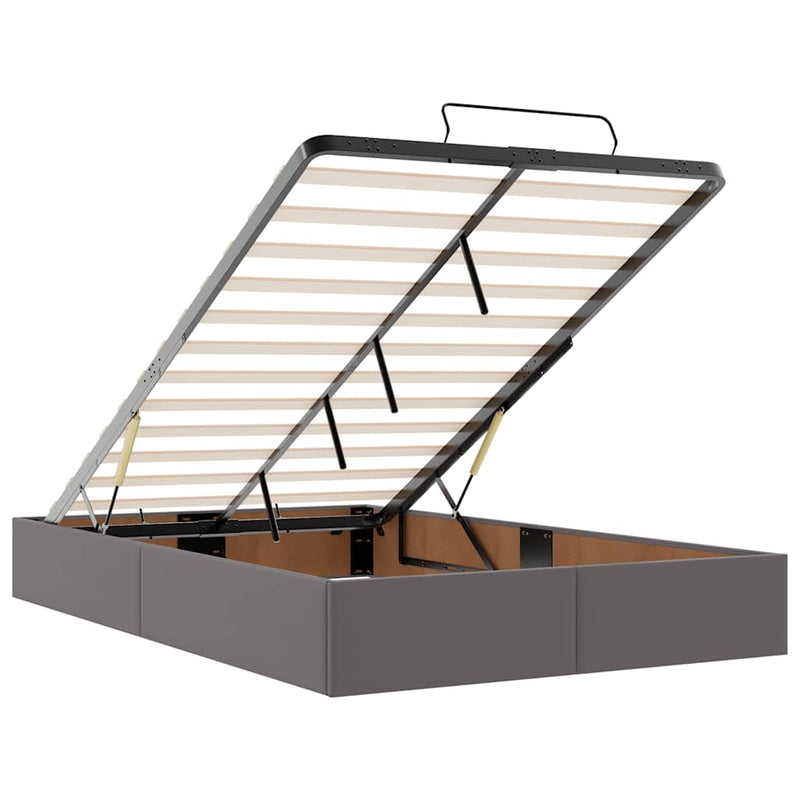 vidaXL Ottomán ágykeret matraccal Szürke 120x200cm műbőrrel