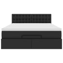 vidaXL fekete műbőr ottomán ágy matracokkal & LED-ek 140x190cm