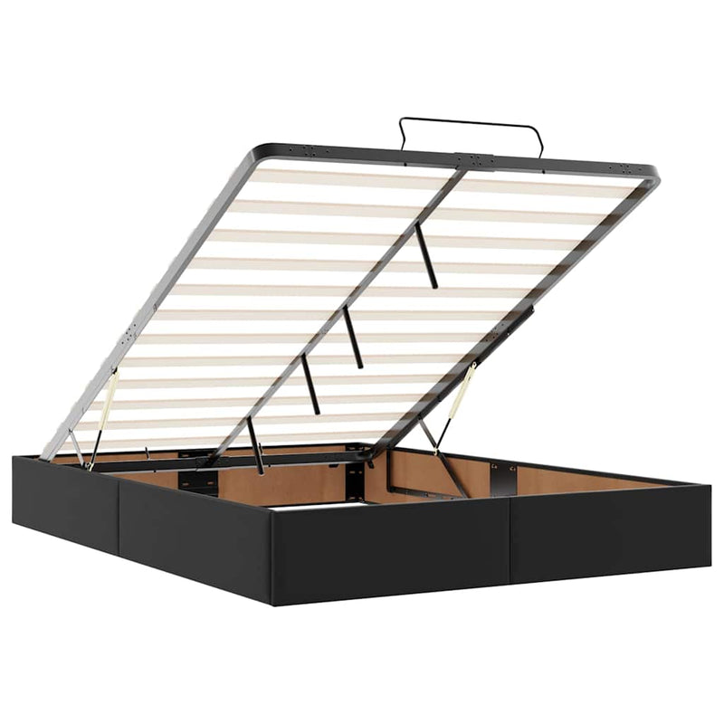 vidaXL fekete műbőr ottomán ágy matracokkal & LED-ek 140x190cm