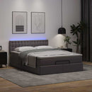 vidaXL szürke műbőr ottomán ágy matracokkal & LED-ek 140x190cm