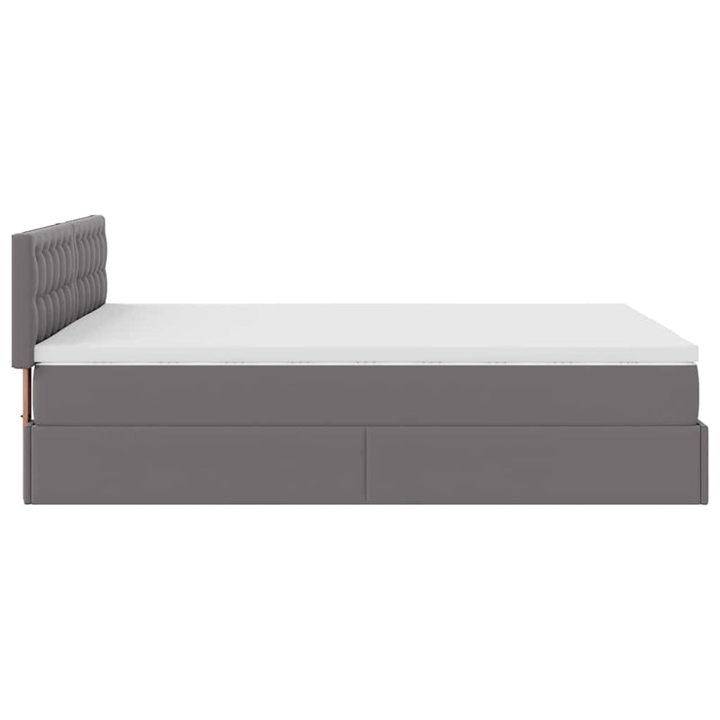 vidaXL szürke műbőr ottomán ágy matracokkal & LED-ek 140x190cm