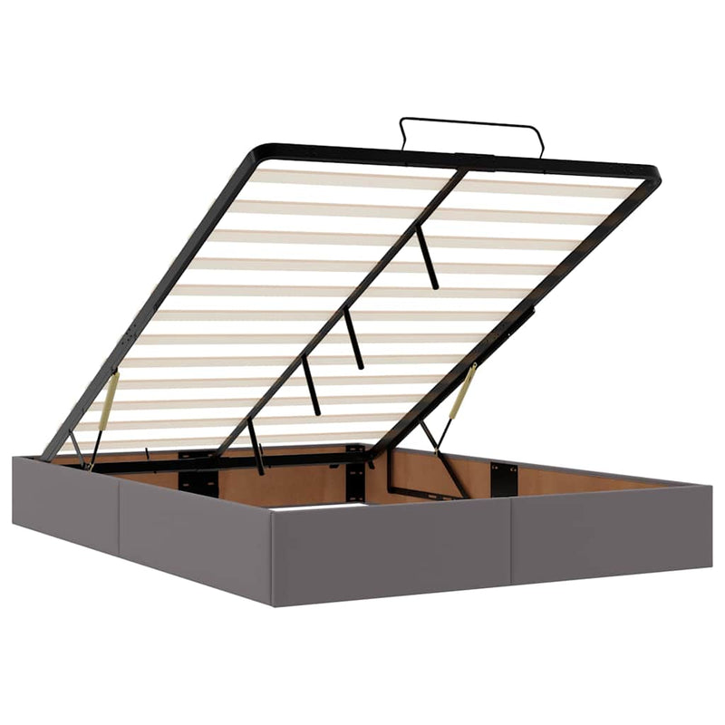 vidaXL szürke műbőr ottomán ágy matracokkal & LED-ek 140x190cm