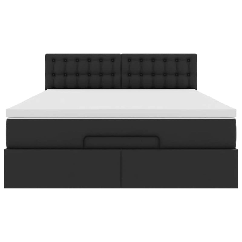 vidaXL fekete műbőr ottomán ágy matracokkal & LED-ek 140x200cm