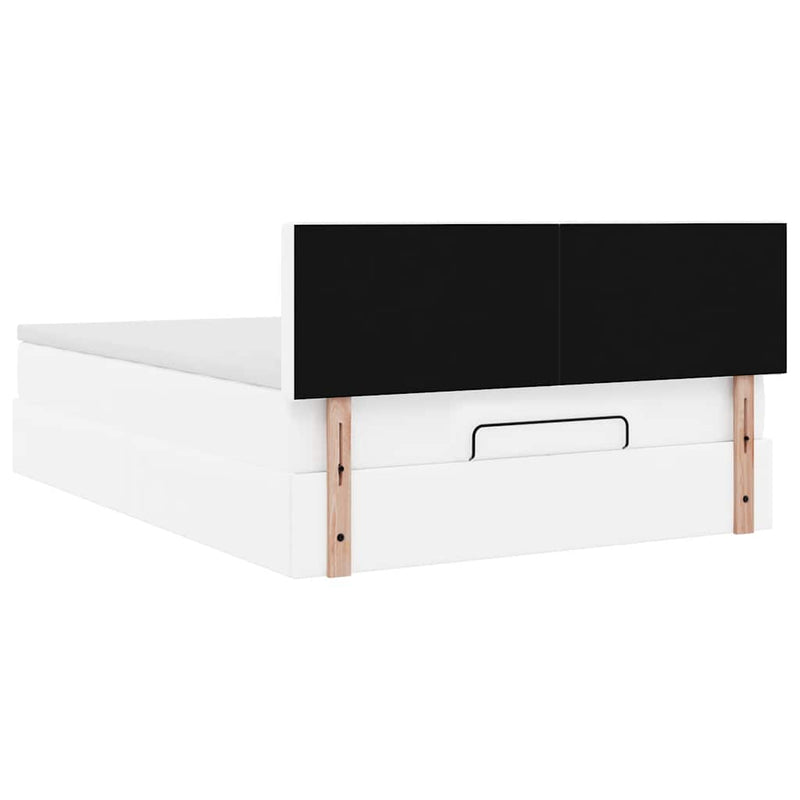 vidaXL tiszta fehér műbőr ottomán ágy matracokkal & LED-ek 140x200cm