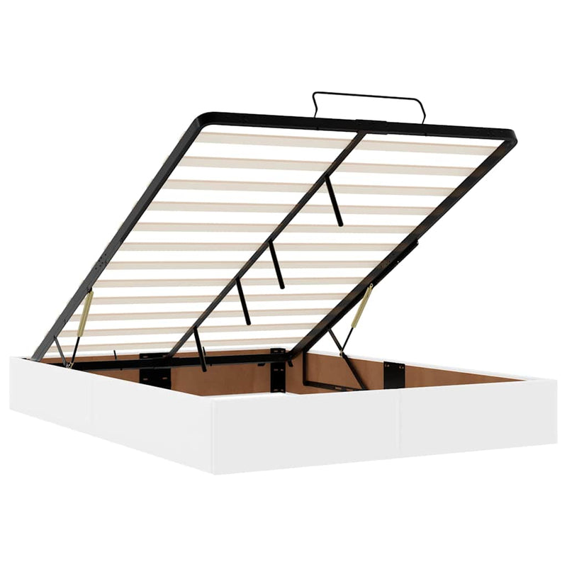 vidaXL tiszta fehér műbőr ottomán ágy matracokkal & LED-ek 140x200cm
