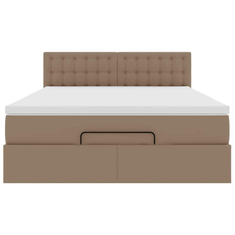 vidaXL cappuccino műbőr ottomán ágy matracokkal & LED-ek 140x200cm