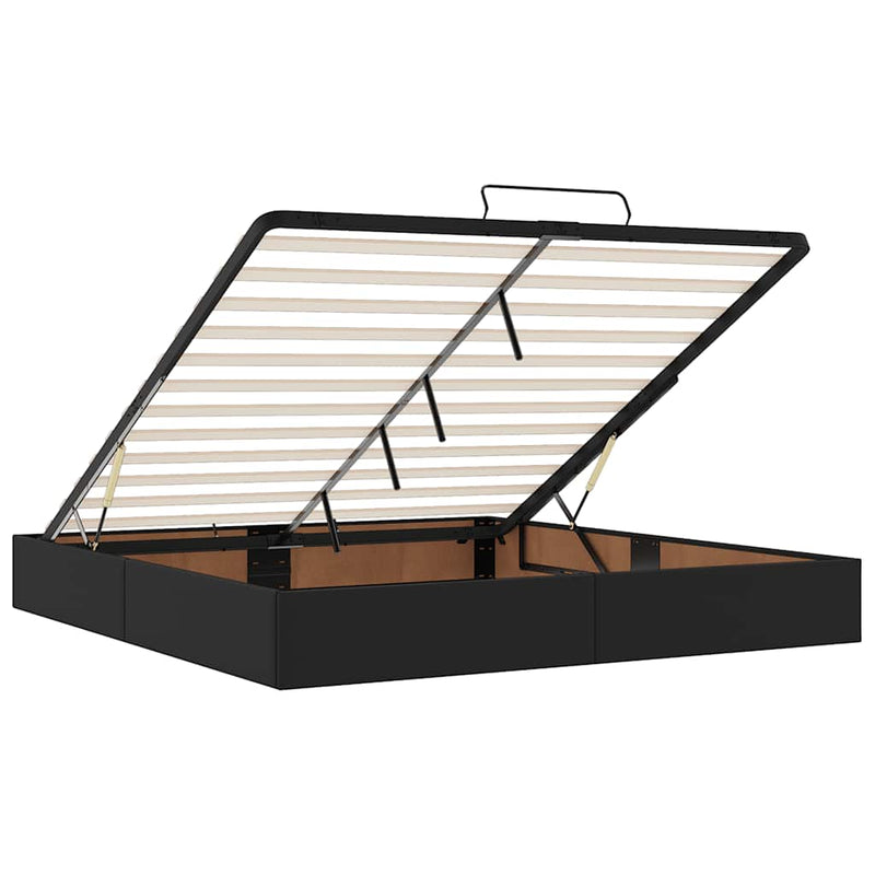 vidaXL fekete műbőr ottomán ágy matracokkal & LED-ek 160x200cm