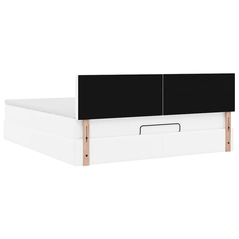 vidaXL tiszta fehér műbőr ottomán ágy matracokkal & LED-ek 180x200cm