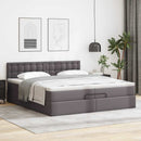 vidaXL Ottomán ágykeret matraccal szürke 200x200cm műbőrrel