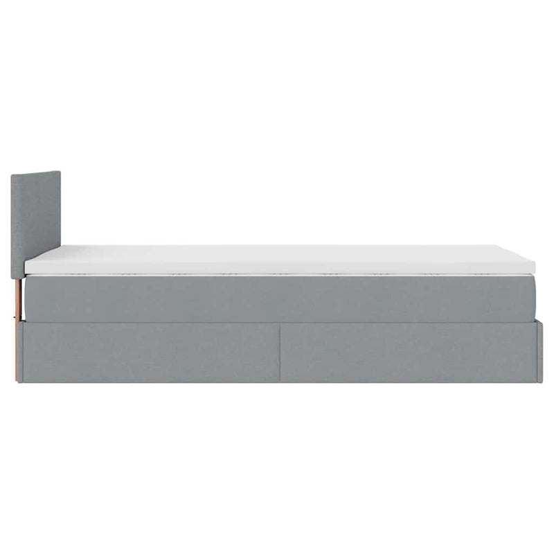 vidaXL világosszürke szövet ottomán ágy matraccal & LED-ek 80x200cm