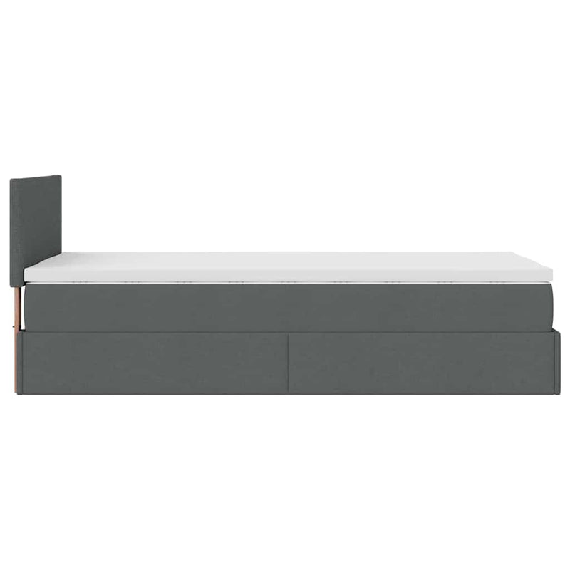 vidaXL sötétszürke szövet ottomán ágy matraccal & LED-ek 80x200cm