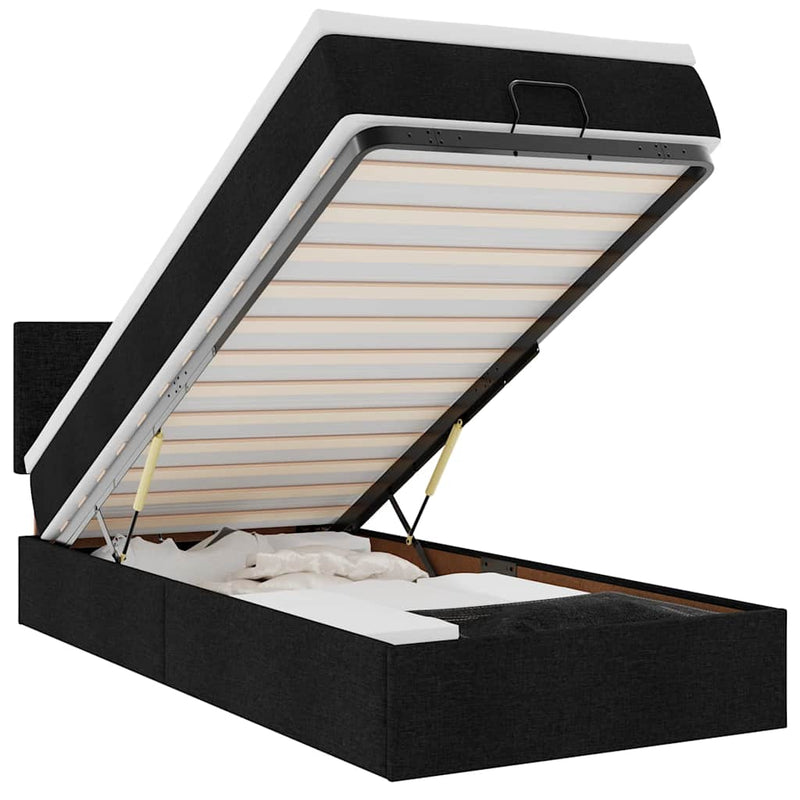 vidaXL fekete szövet ottomán ágy matraccal & LED-ek 80x200cm