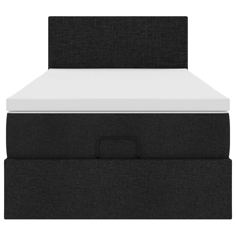 vidaXL fekete szövet ottomán ágy matraccal & LED-ek 80x200cm