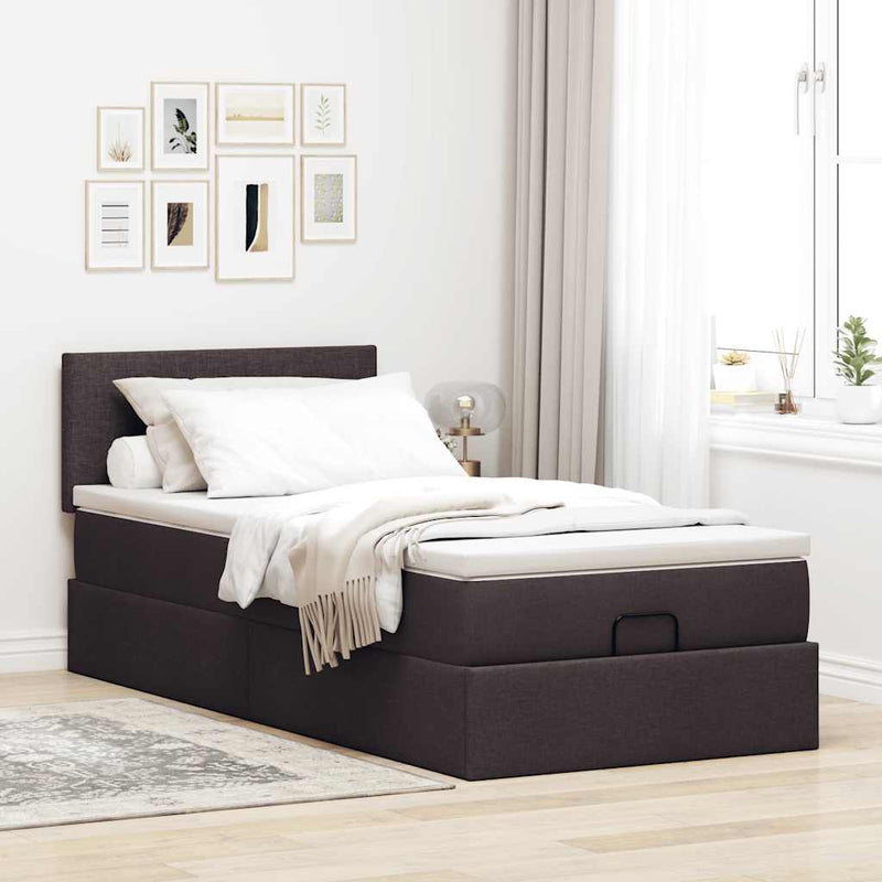 vidaXL Ottomán ágykeret matraccal sötétbarna 80x200cm szövet