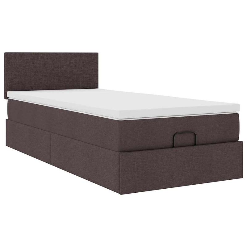 vidaXL Ottomán ágykeret matraccal sötétbarna 80x200cm szövet
