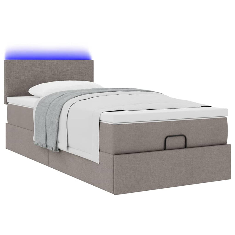 vidaXL tópszínű szövet ottomán ágy matraccal & LED-ek 90x200 cm