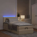 vidaXL krémszínű szövet ottomán ágy matraccal & LED-ek 90x200 cm