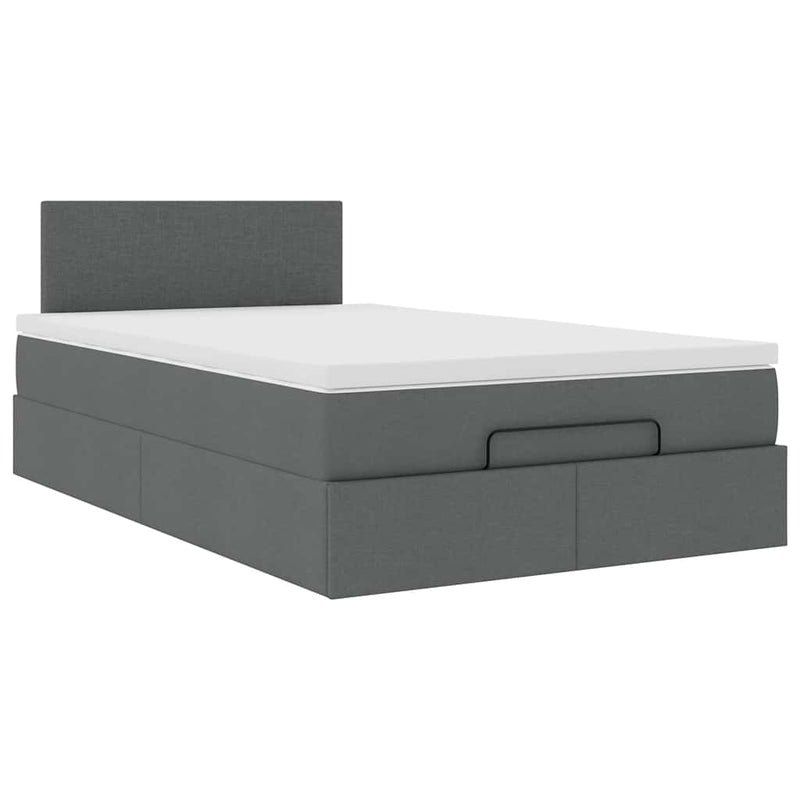 vidaXL sötétszürke szövet ottomán ágy matraccal & LED-ek 120x190 cm