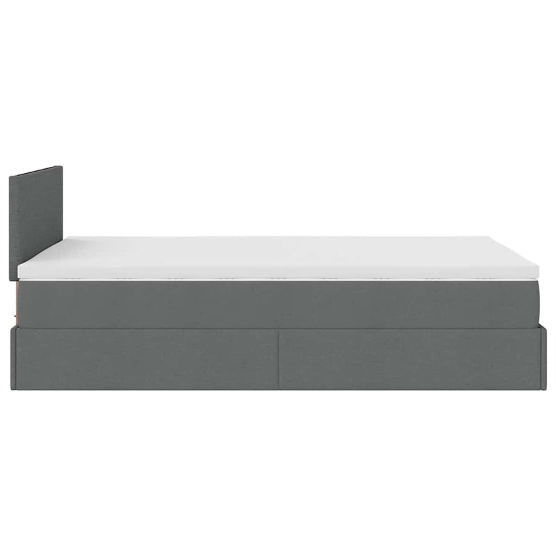 vidaXL sötétszürke szövet ottomán ágy matraccal & LED-ek 120x190 cm