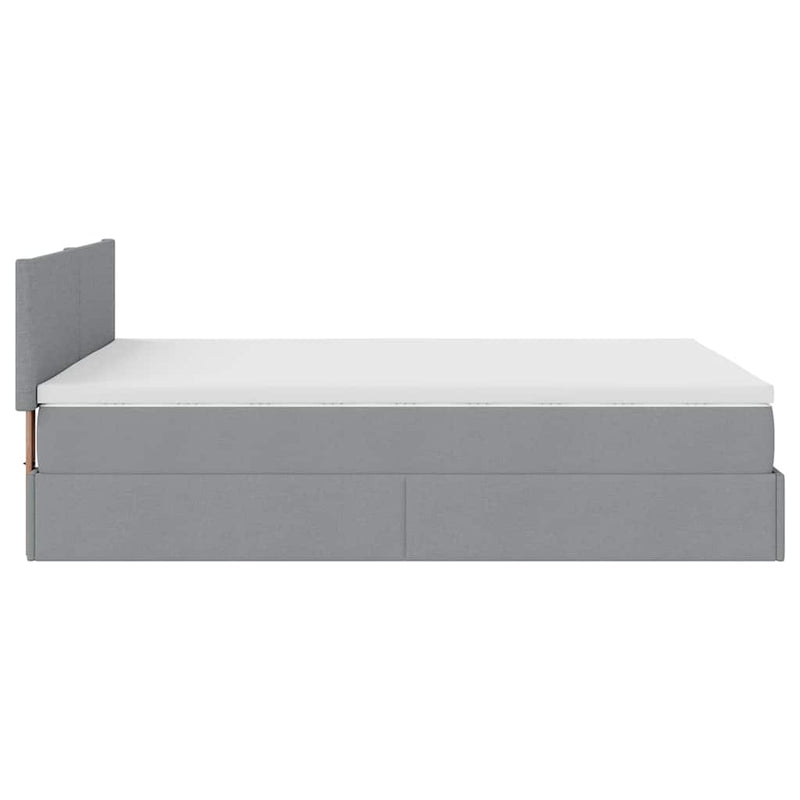 vidaXL Ottomán ágy matraccal & LED-ek Világosszürke 140x190 cm szövet