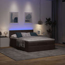 vidaXL Ottomán ágy matraccal & LED-ek Sötétbarna 140x190 cm szövet