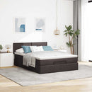 vidaXL Ottomán ágy matraccal & LED-ek Sötétbarna 140x190 cm szövet