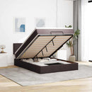 vidaXL Ottomán ágy matraccal & LED-ek Sötétbarna 140x190 cm szövet