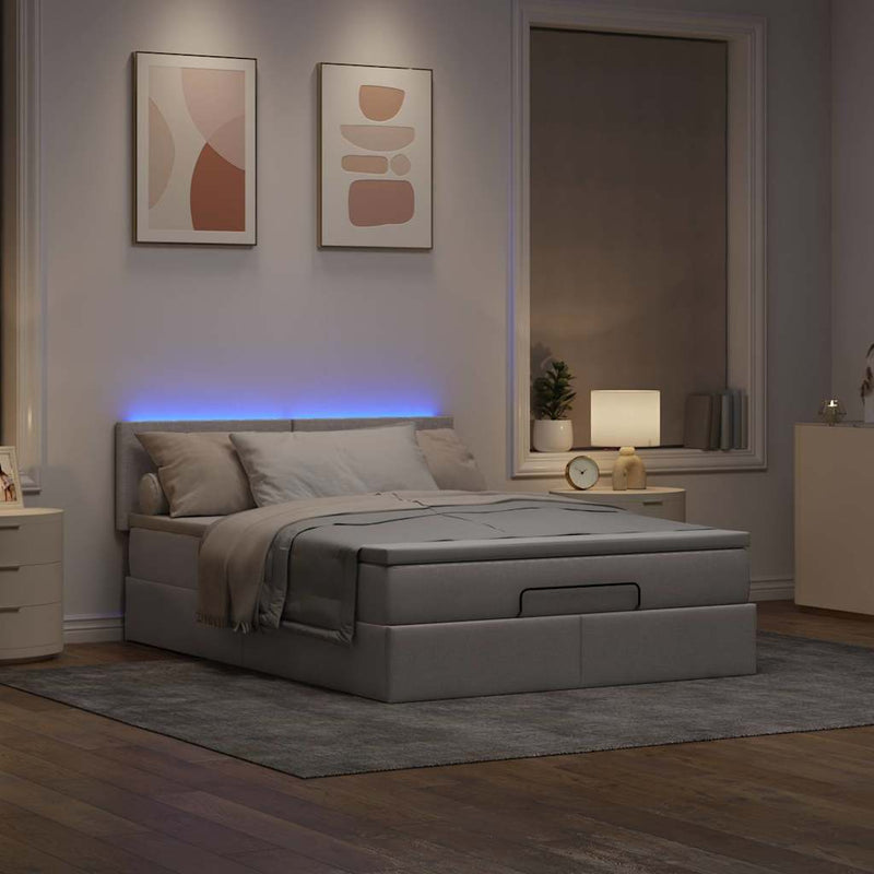 vidaXL Ottomán ágy matraccal & LED-ek Taupe 140x190 cm anyaggal